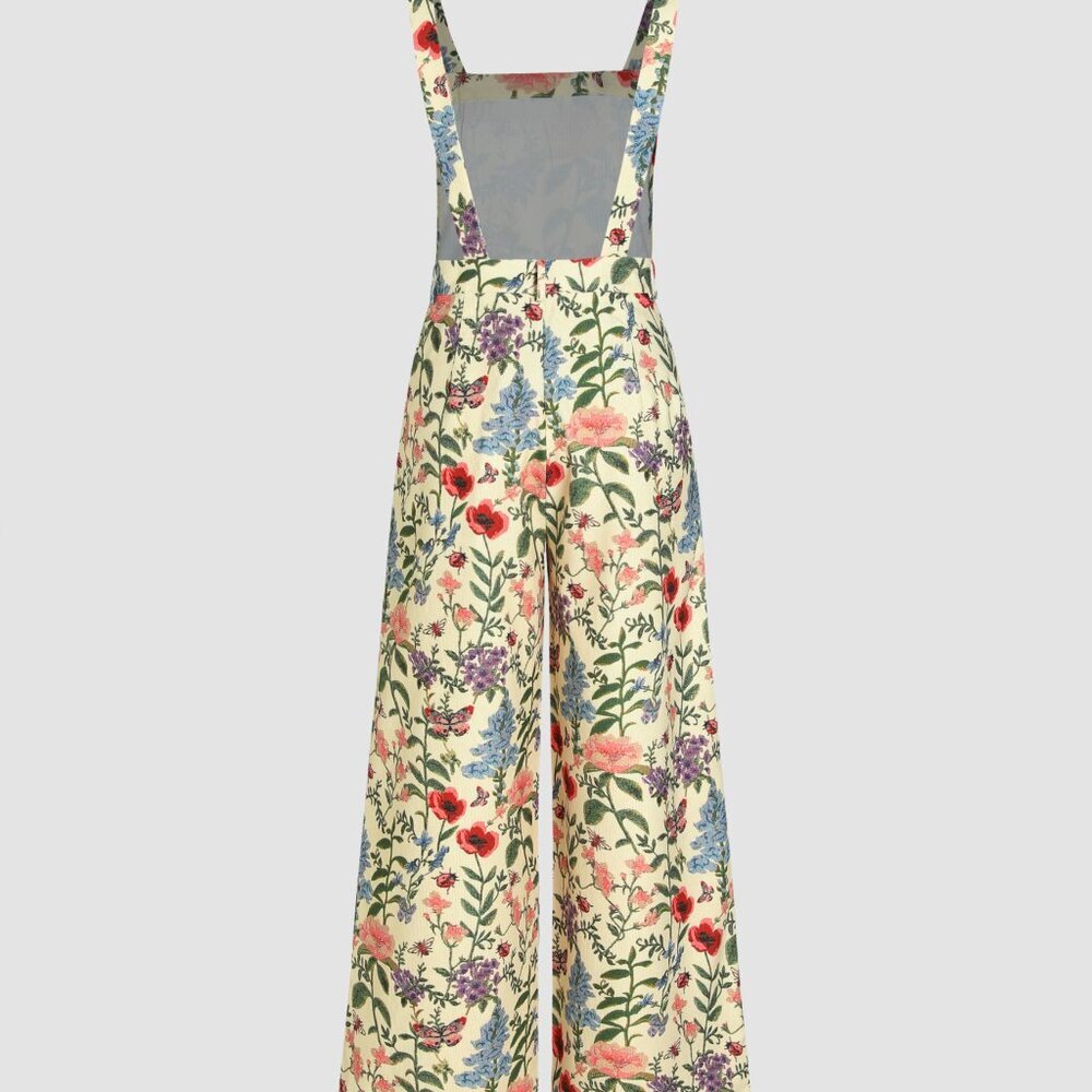 🆕➕️ CIDER Floral Lightweight Corduroy Button Wide Leg Jumpsuit CREAM 0XL $59 - Picture 2 of 16